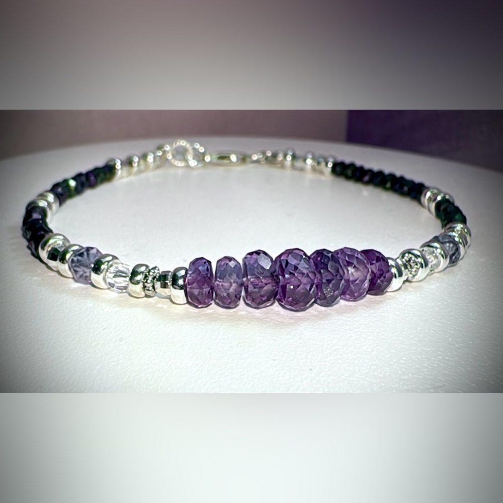 💜Custom💜Color Changing Alexandrite  •Sterling Silver Bracelet - Picture 4 of 10